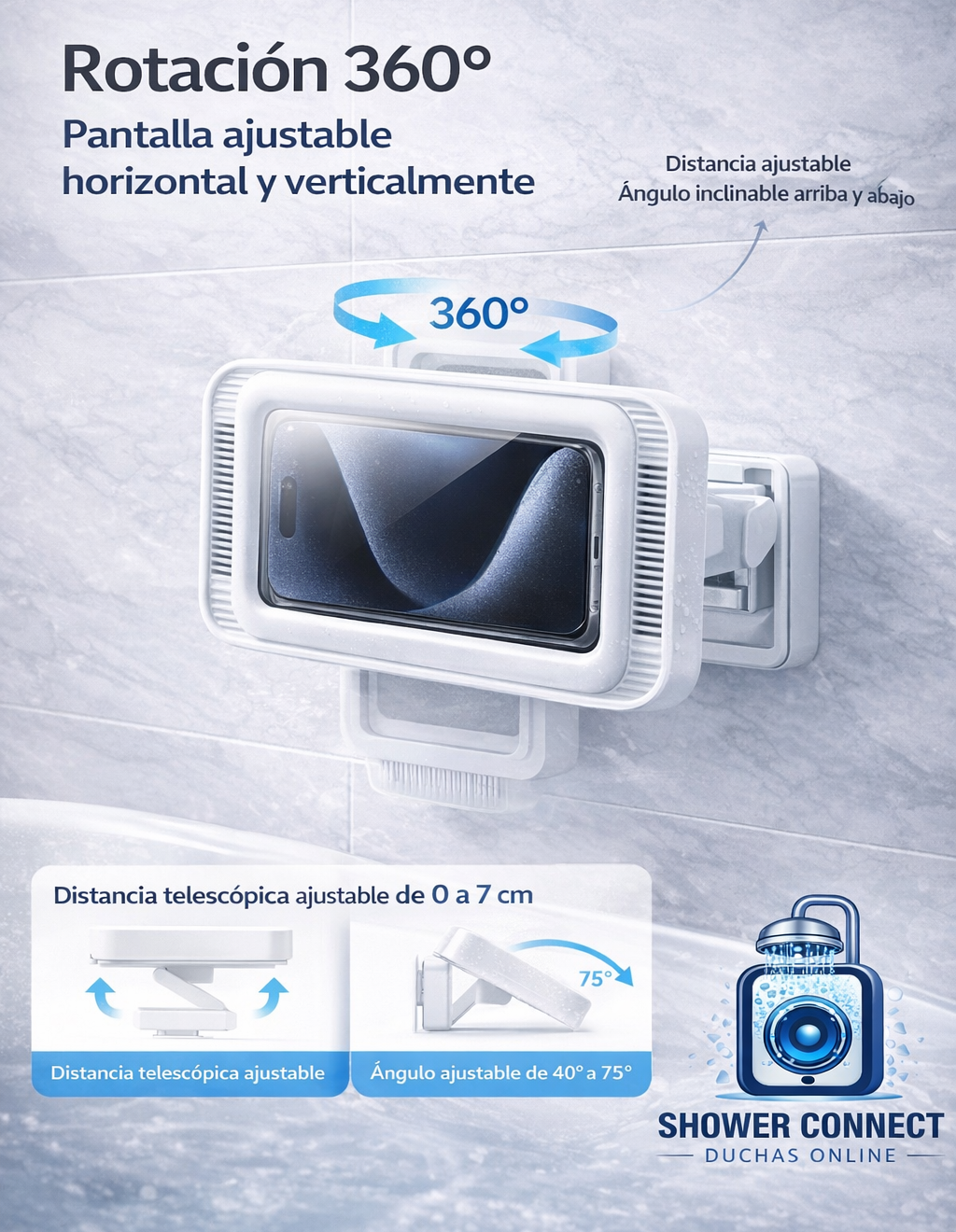Soporte Impermeable para Teléfono | ShowerConnect IPX7